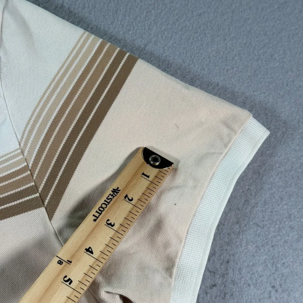 Banana Republic Fitted Polo‎ Shirt Mens XL Beige Stripe Comfort Classic Preppy